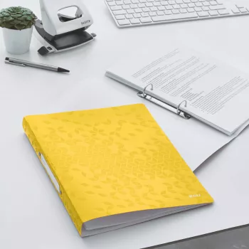 Leitz Ringbinder WOW PP A4 2RR/25mm, A4, apvalūs žiedai, polipropilenas (PP), geltona, 190 lapų, 80 g/m²