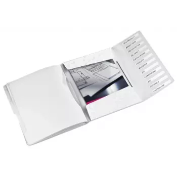 Leitz Divider Book WOW PP 12 skirtukų – segtuvas A4, polipropilenas, baltas, blizgus