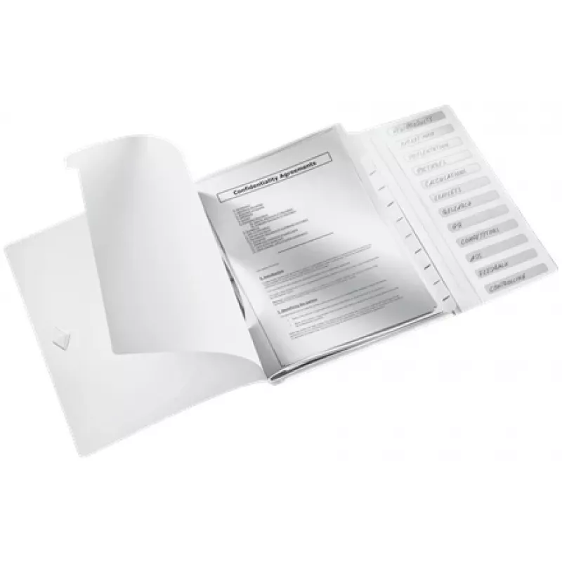 Leitz Divider Book WOW PP 12 skirtukų – segtuvas A4, polipropilenas, baltas, blizgus