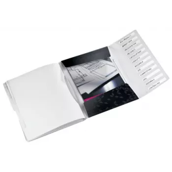 Leitz Divider Book WOW PP 12 skirtukų, A4 segtuvas, polipropilenas, juoda, blizgi, 200 lapų