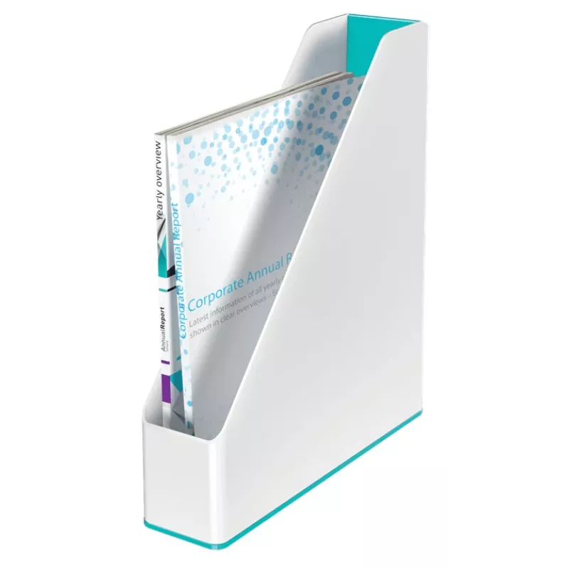Leitz žurnalinė dėžutė WOW dviejų spalvų, violetinė, balta, plastikinė, A4, 73 mm, 272 mm, 318 mm