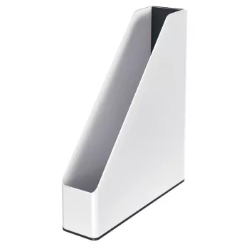 Leitz WOW dviejų spalvų žurnalų dėklas, baltas, plastikinis, A4, 73 mm, 318 mm, 272 mm