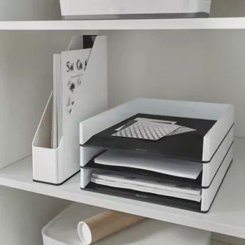 Leitz WOW dviejų spalvų žurnalų dėklas, baltas, plastikinis, A4, 73 mm, 318 mm, 272 mm