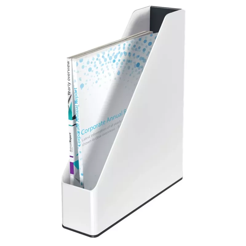 Leitz WOW dviejų spalvų žurnalų dėklas, baltas, plastikinis, A4, 73 mm, 318 mm, 272 mm