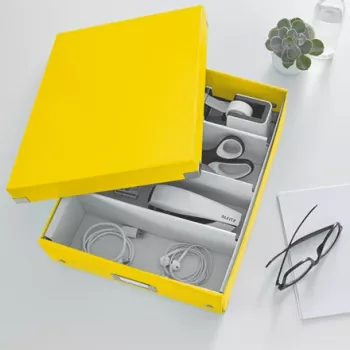 Leitz Click & Store WOW Vidutinė Organizatorių Dėžė, Laikymo Dėžė, Geltona, Stačiakampė, Kartoninė, Vienspalvė, Vidiniam Naudojimui