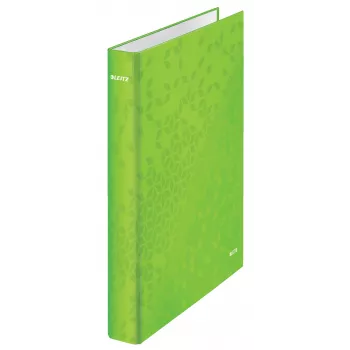 Leitz WOW aplankas su žiedais, laminuotas, A4+, 2D žiedai/25 mm, kartonas, žalia, 250 lapų, 80 g/m²