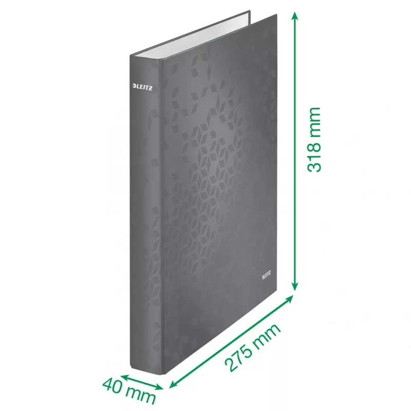 Leitz WOW aplankas su žiedais, laminuotas, A4+, 2D žiedai/25 mm, kartonas, žalia, 250 lapų, 80 g/m²