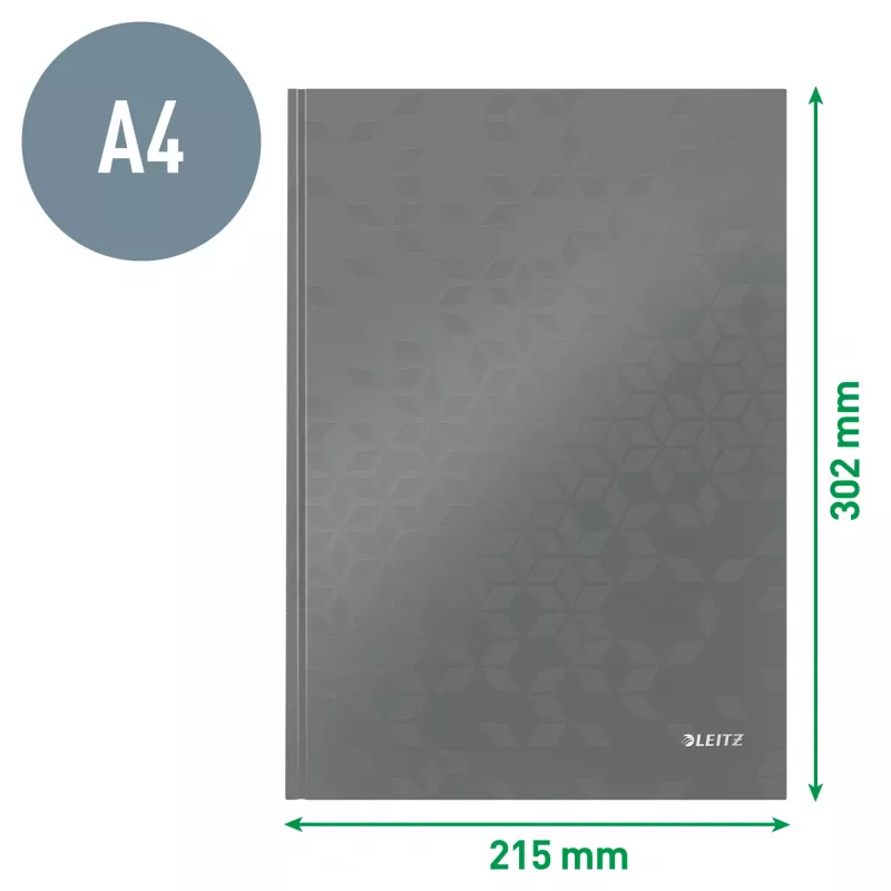 Leitz Notebook WOW A4 kvadratinis kietu viršeliu 90g/80 lapų, raštas, žalia