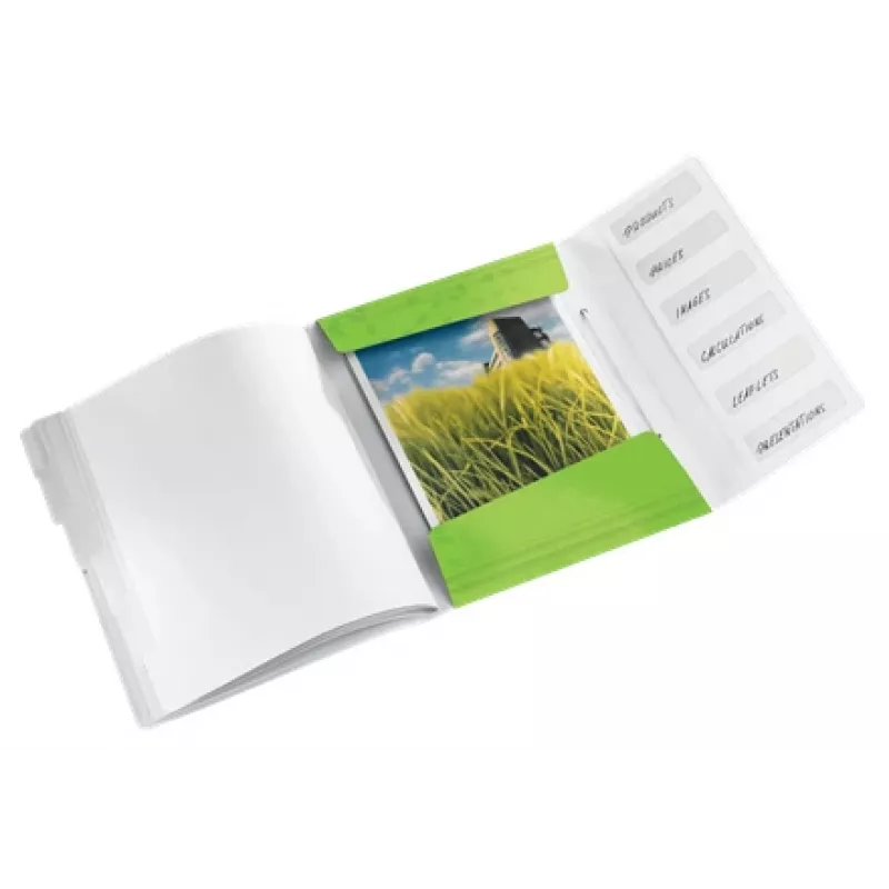 Leitz Divider Book WOW PP 6 skirtukų, Įprastas segtuvas, A4, Polipropilenas (PP), Žalia, Blizgi, 200 lapų