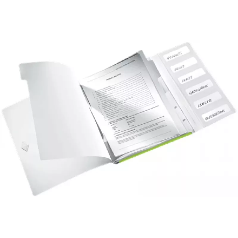 Leitz Divider Book WOW PP 6 skirtukų, Įprastas segtuvas, A4, Polipropilenas (PP), Žalia, Blizgi, 200 lapų