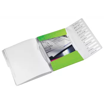 Leitz Divider Book WOW PP 12 skirtukų, A4, polipropilenas, žalia, 200 lapų, 80 g/m², 265 mm