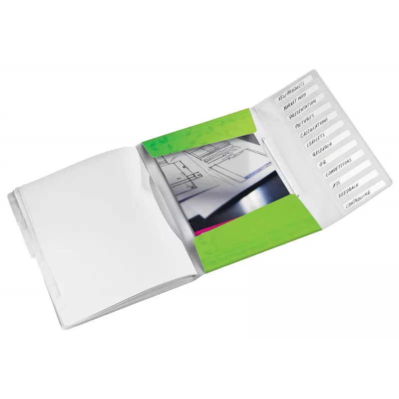 Leitz Divider Book WOW PP 12 skirtukų, A4, polipropilenas, žalia, 200 lapų, 80 g/m², 265 mm