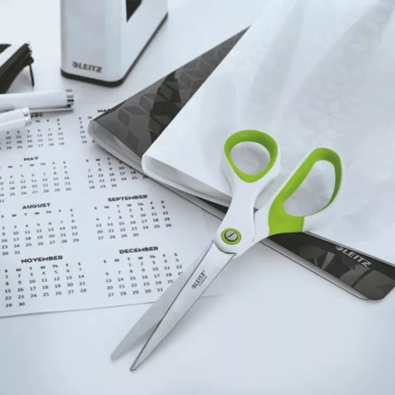 Leitz WOW Titanium biuro žirklės 205 mm, suaugusiems, tiesus pjūvis, žalios, baltos, nerūdijantis plienas