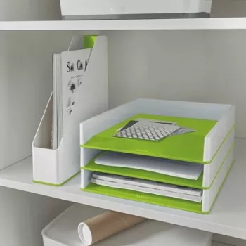Leitz WOW dviejų spalvų žurnalų dėžutė, žalia, balta, plastikas, A4, 73 mm, 318 mm, 272 mm