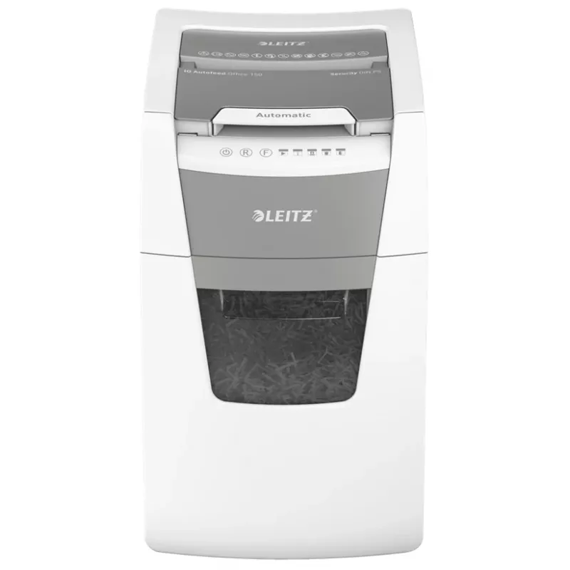 Leitz IQ Autofeed Office 150 automatinis popieriaus smulkintuvas P5, mikro smulkinimas, 22 cm, 2 x 15 mm, 44 l, 500 lapų, 55 dB
