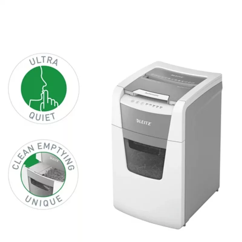 Leitz IQ Autofeed Office 150 automatinis popieriaus smulkintuvas P5, mikro smulkinimas, 22 cm, 2 x 15 mm, 44 l, 500 lapų, 55 dB