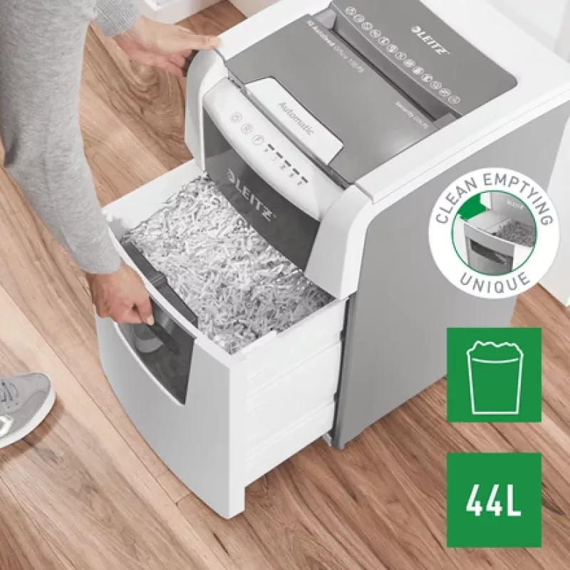 Leitz IQ Autofeed Office 150 automatinis popieriaus smulkintuvas P5, mikro smulkinimas, 22 cm, 2 x 15 mm, 44 l, 500 lapų, 55 dB