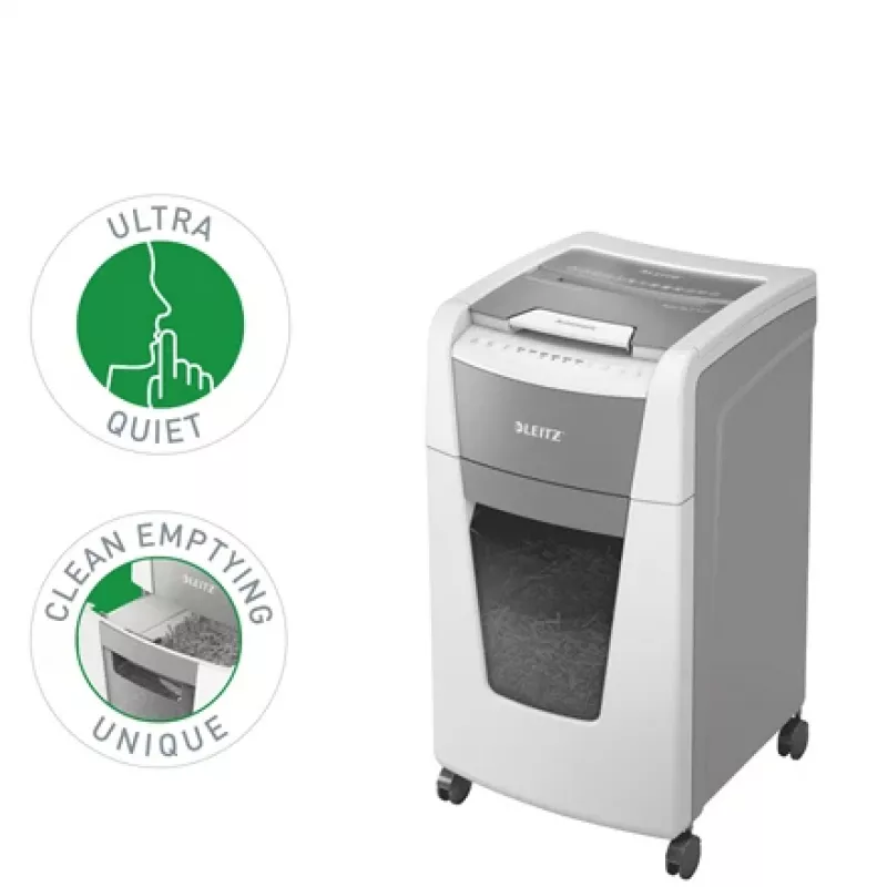 Leitz IQ Autofeed Office 300 automatinis popieriaus smulkintuvas P5, mikro pjūvis, 22 cm, 2 x 15 mm, 60 L, 700 lapų, 55 dB