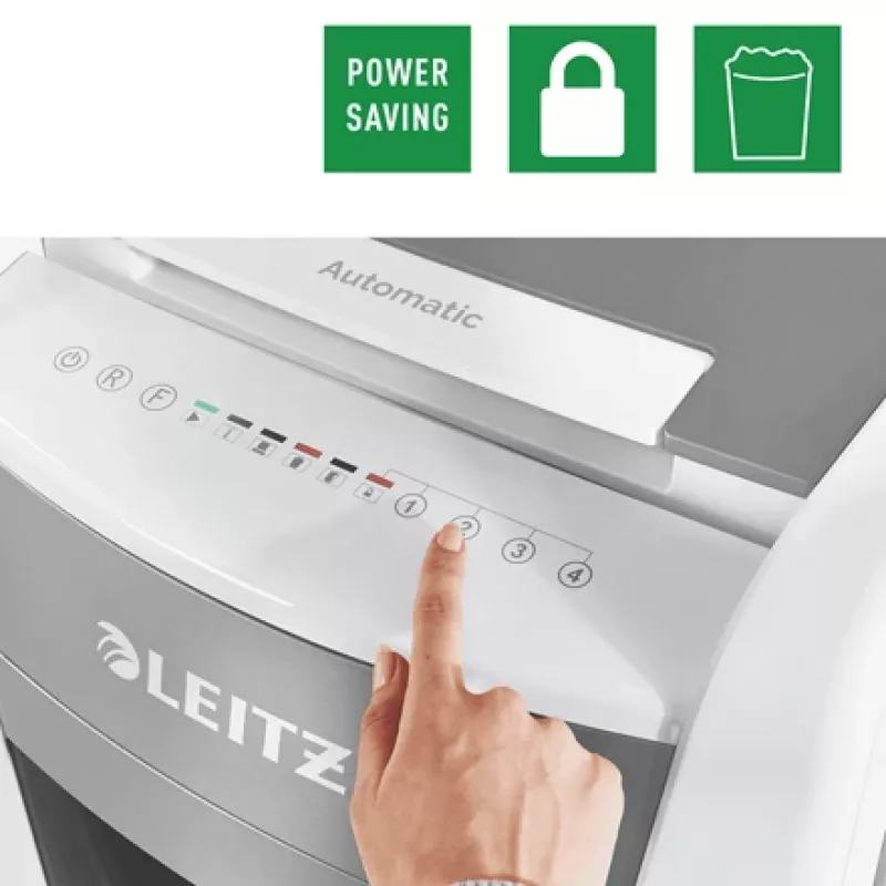Leitz IQ Autofeed Office 300 automatinis popieriaus smulkintuvas P5, mikro pjūvis, 22 cm, 2 x 15 mm, 60 L, 700 lapų, 55 dB