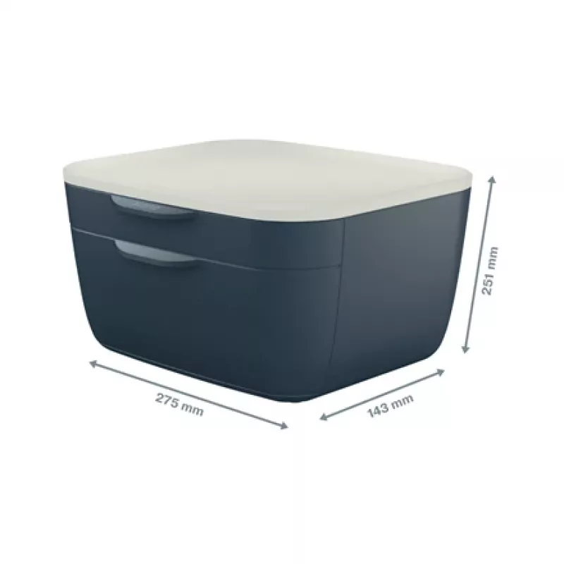 Leitz Cosy spintelė su stalčiais, 2 stalčiai, polistirenas (PS), juoda, balta, 1 vnt., 251 mm, 143 mm