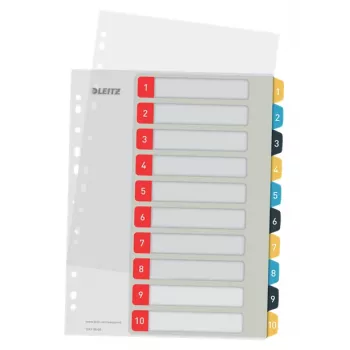Leitz Cosy 1-10 spausdinami skirtukai, PP, skaitmeniniai, A4 Maxi, 245x305 mm