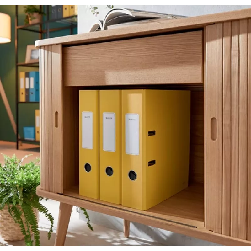 Leitz 180° Cosy minkšto prisilietimo segtuvas su svirtimi 80 mm, A4, kartonas, geltona, tekstūruotas paviršius, 600 lapų, 80 g/m²