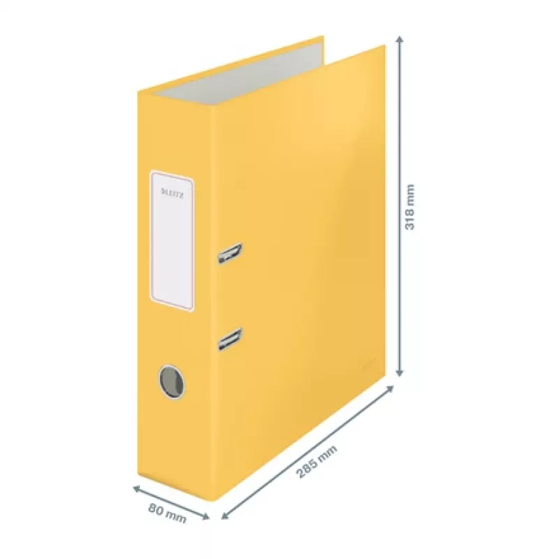 Leitz 180° Cosy minkšto prisilietimo segtuvas su svirtimi 80 mm, A4, kartonas, geltona, tekstūruotas paviršius, 600 lapų, 80 g/m²
