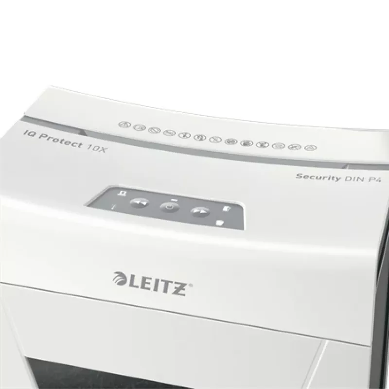 Leitz IQ Protect Premium popieriaus smulkintuvas 10X P4, 4 x 40 mm, 18 l, 150 lapų, 55 dB, jutiklinis, 10 lapų