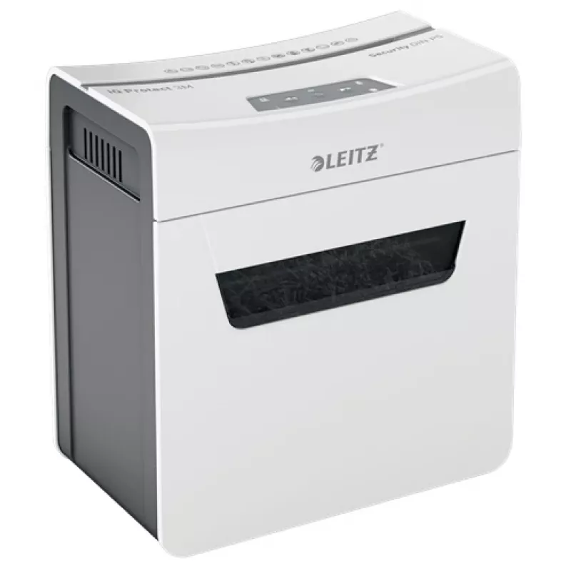 Leitz IQ Protect Premium popieriaus smulkintuvas 3M P5, mikro smulkinimas, 2 x 15 mm, 10 L, 3 lapai, 55 dB, jutiklinis valdymas