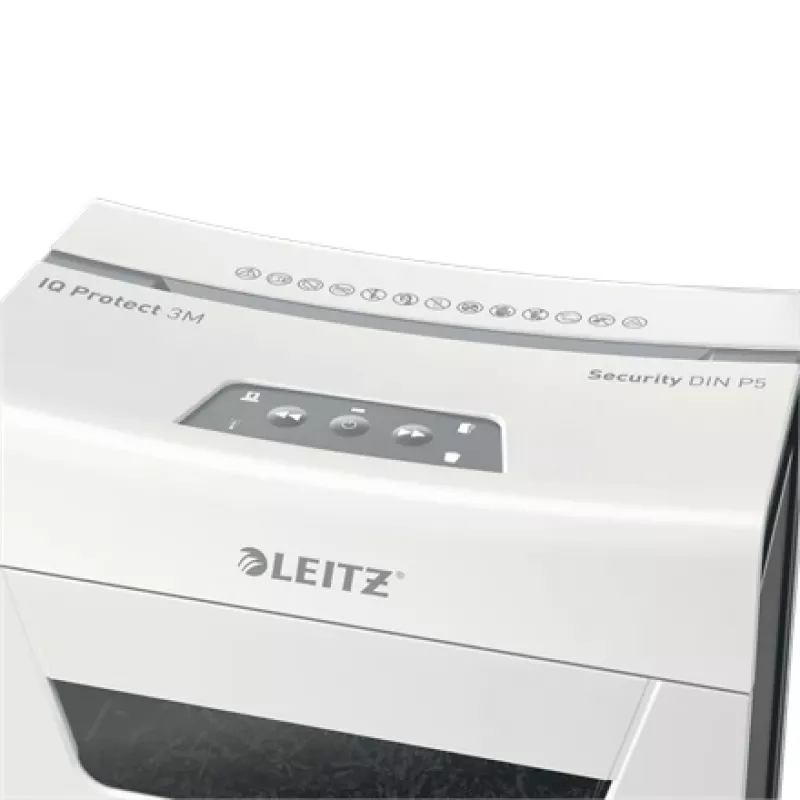 Leitz IQ Protect Premium popieriaus smulkintuvas 3M P5, mikro smulkinimas, 2 x 15 mm, 10 L, 3 lapai, 55 dB, jutiklinis valdymas