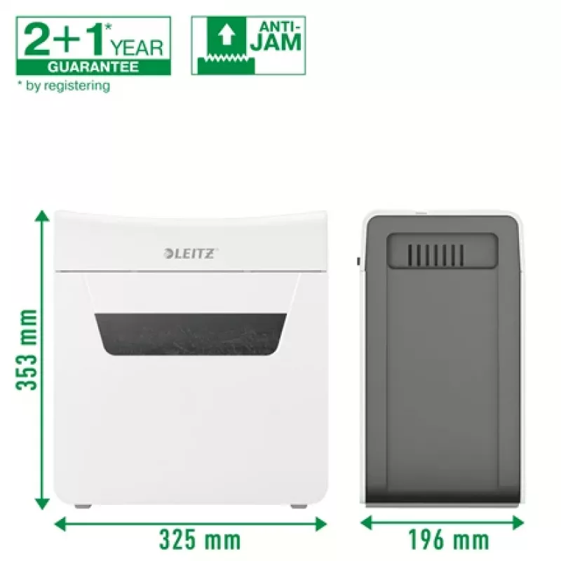 Leitz IQ Protect Premium popieriaus smulkintuvas 3M P5, mikro smulkinimas, 2 x 15 mm, 10 L, 3 lapai, 55 dB, jutiklinis valdymas