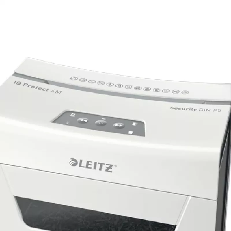 Smulkintuvas Leitz IQ Protect Premium 4M P5, mikro pjūvis, 2x15 mm, 14 L, 150 lapų, 55 dB, jutiklinis valdymas