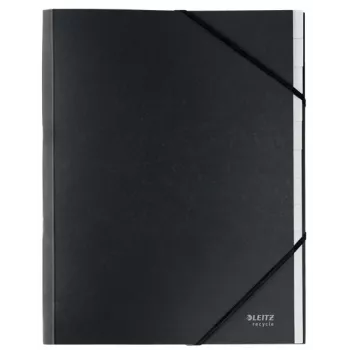 Leitz Recycle Card Divider Book – A4 segtuvas iš kartono, Signature folder, juodos matinės spalvos, su elastine juostele