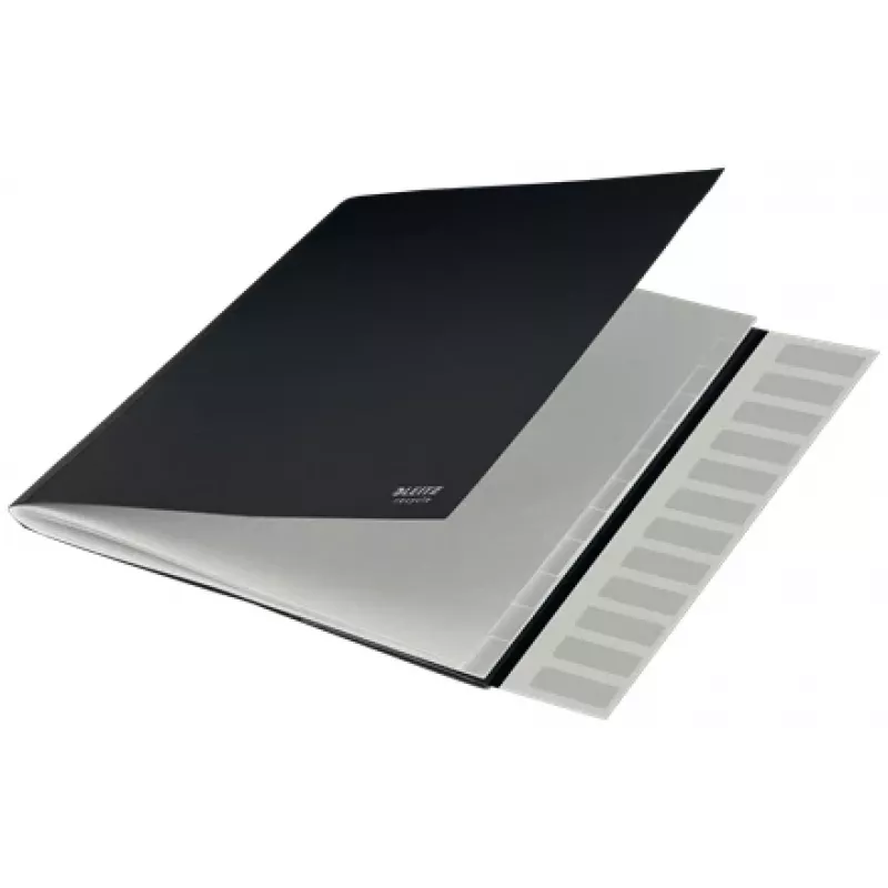 Leitz Recycle Card Divider Book – A4 segtuvas iš kartono, Signature folder, juodos matinės spalvos, su elastine juostele