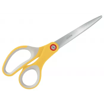 Leitz Cosy Titanium biuro žirklės 205 mm, suaugusiems, tiesaus pjovimo, pilkos ir geltonos spalvos