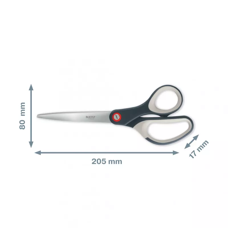 Leitz Cosy Titanium biuro žirklės 205 mm, suaugusiems, tiesus pjūvis, pilkos, nerūdijantis plienas