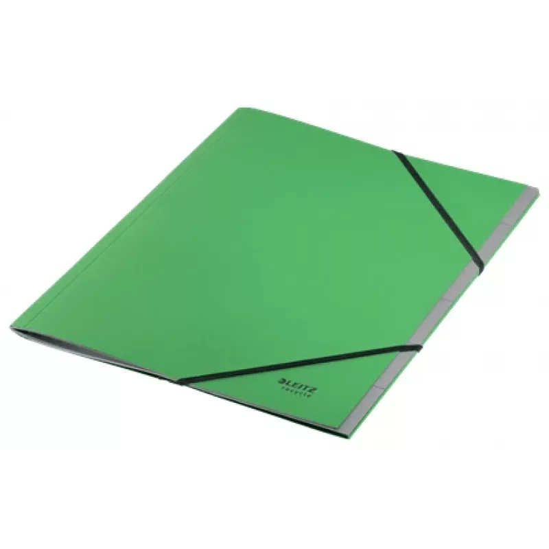 Leitz Recycle aplankas su skyrikliais, A4, kartonas, žalia, 430 g/m², elastinė juosta