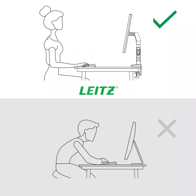 Leitz Ergo Space Saving Vieno Monitorio Laikiklis, Tvirtinimas Spaustuvu / Angoje, 9 kg, 43,2 cm (17 col.), 81,3 cm (32 col.), 100 x 100 mm, Pilka