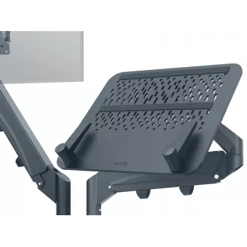 Leitz Ergo Space Saving dviejų monitorių ir nešiojamojo kompiuterio laikiklis, spaustuvas/varžtas, 18 kg, 43,2 cm (17 colių), 81,3 cm (32 coliai), 100 x 100 mm, tamsiai pilkas