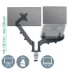Leitz Ergo Space Saving dviejų monitorių ir nešiojamojo kompiuterio laikiklis, spaustuvas/varžtas, 18 kg, 43,2 cm (17 colių), 81,3 cm (32 coliai), 100 x 100 mm, tamsiai pilkas