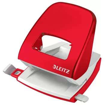 Leitz WOW 5008 metalinis 2 skylių perforatorius / 30 lapų, raudonas, baltas