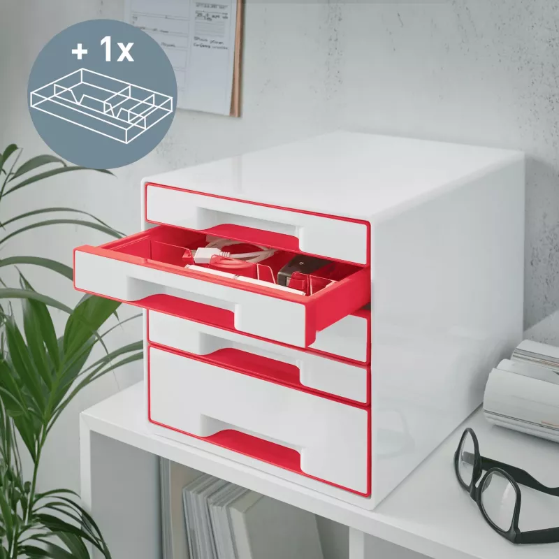 Leitz WOW Cube stalčius 5 stalčiai, plastikas, 270 mm, 287 mm, 363 mm