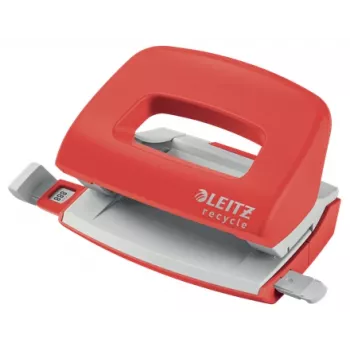 Leitz NeXXt Recycle Mini skylių perforatorius, 10 lapų, raudonas, plastikinis, 8 cm, 5,5 mm, A4, A5, A6, Folio, US-Quart, 8 x 8 x 8 cm