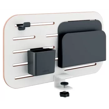 Stalinis vertikalus organizatorius Leitz Ergo Small Pegboard, 42x25 cm, MDF, perdirbtas plastikas, guma, baltas, spaustuvinis montavimas