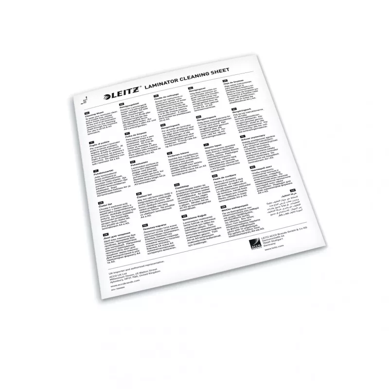 Leitz Premium laminavimo valymo lakštai A3/A4, pakuotė po 5 vnt., 210 mm x 297 mm