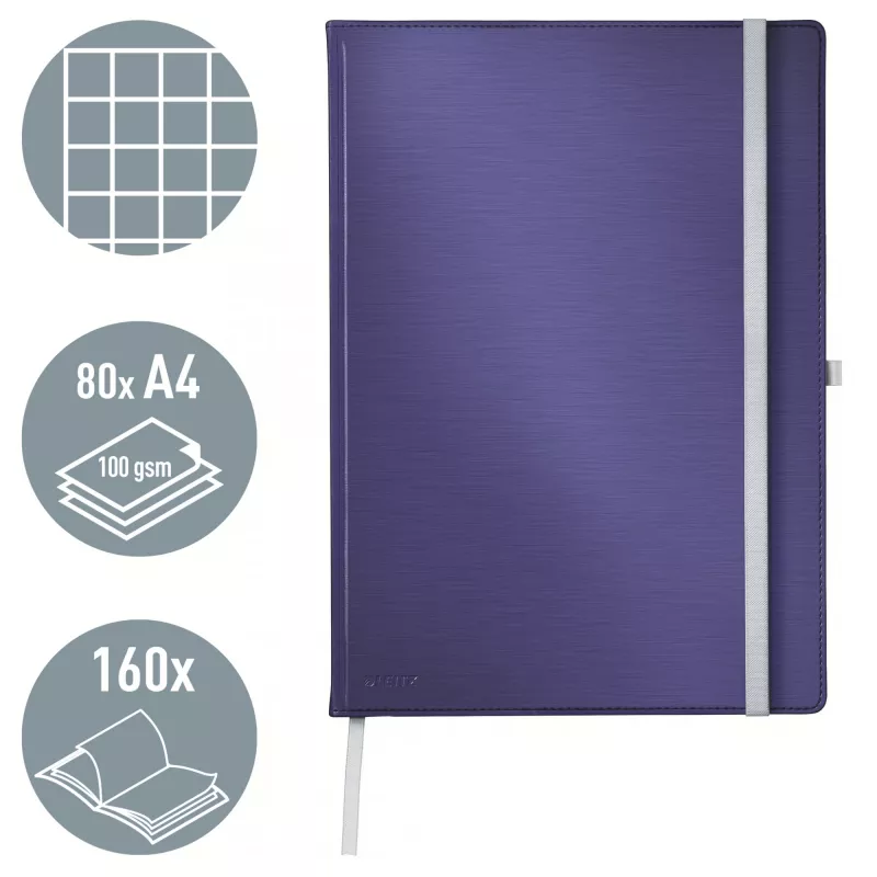 Leitz Style A4 sąsiuvinis languotas, kietas viršelis, mėlynas, 80 lapų, 100 g/m²