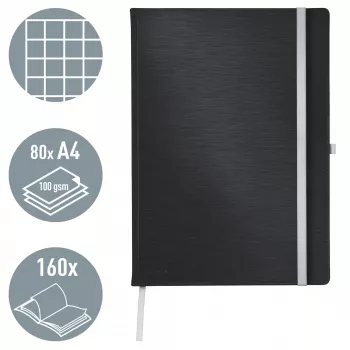 Leitz Style sąsiuvinis A4 languotas kietu viršeliu, Monochromatinis, Juodas, A4, 80 lapų, 100 g/m²