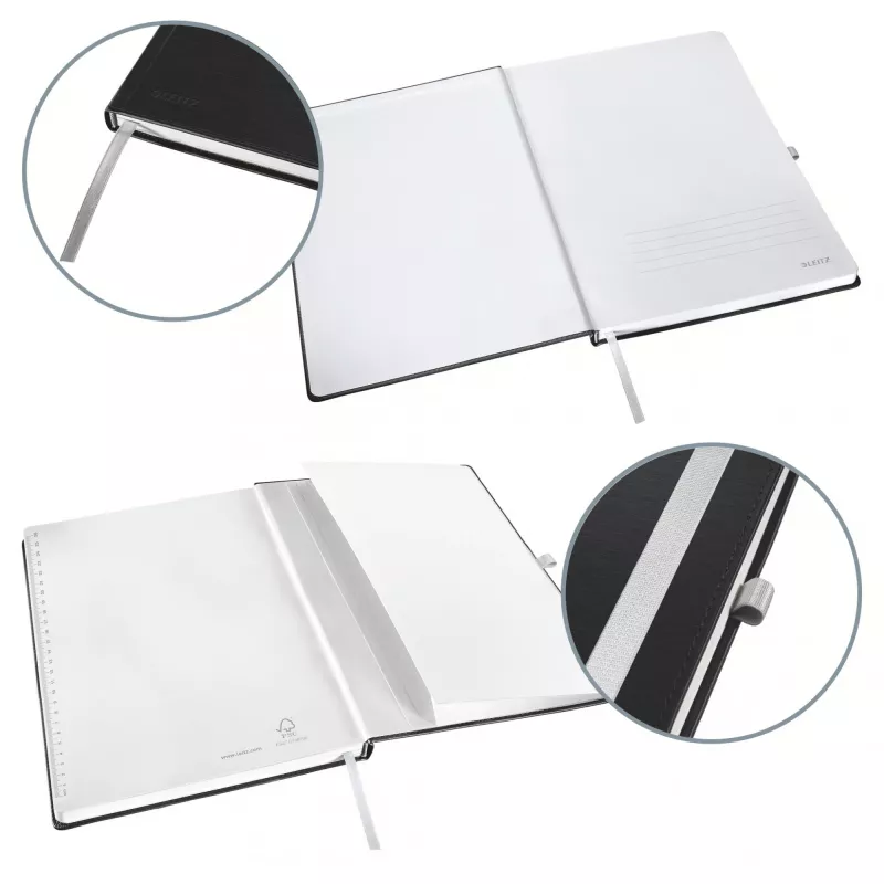 Leitz Style sąsiuvinis A4 languotas kietu viršeliu, Monochromatinis, Juodas, A4, 80 lapų, 100 g/m²