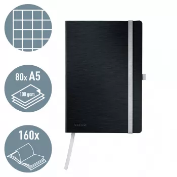 Leitz Style A5 bloknotas languotas minkštu viršeliu, Monochromatic, Juoda, 80 lapų, 100 g/m²