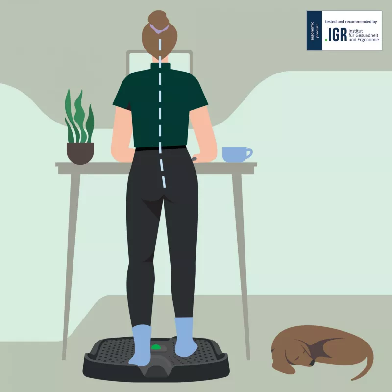Leitz Ergo Active ergonominis stovėjimo kilimėlis nuovargiui mažinti, stačiakampis, juodas, poliuretanas, 605 x 681 mm